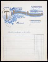 cca 1900-1910 Bp., Kutscher Szilveszter Szíjgyártó-nyerges, kárpitos műszerek, lószerszám stb. raktárának díszes fejléces, kitöltetlen számlája