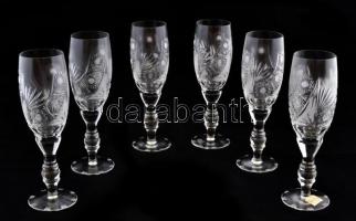 Ólomkristály pezsgőspohár készlet (6db), hibátlan, jelzett, m:18 cm
