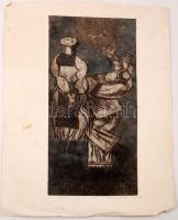 Olvashatatlan jelzéssel: Néptáncosok. Rézkarc, papír, 53×23 cm