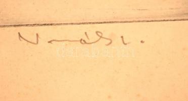 Novák Lajos (1927- ): Itatás. Rézkarc, papír, jelzett,  üvegezett fa keretben,  29×39 cm