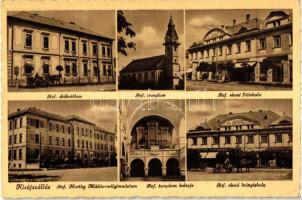 Kisújszállás, Református diákotthon, Református templom, Református elemi fiúiskola, Református Horthy Miklós-reálgimnázium, Református templom belseje, Református elemi leányiskola (EK)