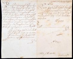 1770 Katonai témában kelt okmány másolat 15kr okirati szignettával / 1770 Austria, copy of a militar...