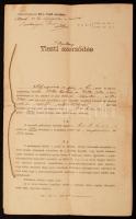 1905 Bonyhád: postamesteri szerződés a bikácsi postára / Contract of a post master. 10p.