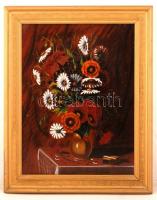 Olvashatatlan jelzéssel: Virágcsendélet. Olaj, karton, keretben, 60×45 cm