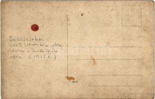 cca. 1915 Békéscsaba, K.u.K. katonák csoportképe, Deutsch üzlete, a kép jobb oldalán a mai Justh Gyu...