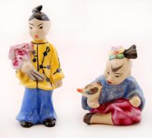 2 db Herendi japán gyerekfigura, kézzel festett, jelzett, apró kopásnyomokkal, m: 8,5 ill. 12,5 cm