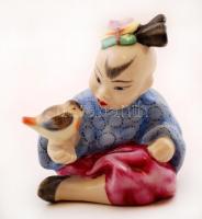 2 db Herendi japán gyerekfigura, kézzel festett, jelzett, apró kopásnyomokkal, m: 8,5 ill. 12,5 cm