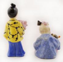 2 db Herendi japán gyerekfigura, kézzel festett, jelzett, apró kopásnyomokkal, m: 8,5 ill. 12,5 cm