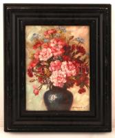 Grünwald jelzéssel: Virágcsendélet. Olaj, vászon, üvegezett keretben, 33×24 cm