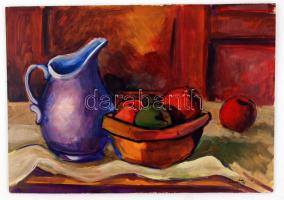 Kmetty jelzéssel: Asztali csendélet. Olaj, farost,  36×53 cm