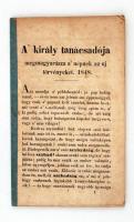 (Vas Gereben): A' király tanácsadója megmagyarázza a' népnek az uj törvényeket. 1848. Buda, 1848, Egyetemi ny. 52 p. Jó állapotú, ritka röplap, gerincén papírcsíkkal.