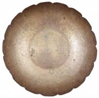 Ezüstözött alpakka kínáló, jelzett, d:20 cm