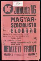 1936 A Nemzeti Front magyar szocialista előadást hirdető nagyméretű plakátja bélyeggel, 48x32 cm