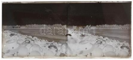 cca 1925 Katonai felvételek sztereo diákon és negatívokon, 21 db képpár üveglemezen, 6x13 cm