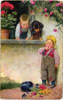 7 db RÉGI motívum képeslap, gyerekek, vegyes minőség / 7 old motive postcards, children, mixed quality