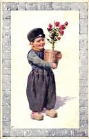 7 db RÉGI motívum képeslap, gyerekek, vegyes minőség / 7 old motive postcards, children, mixed quali...