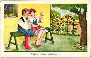 4 db RÉGI motívum képeslap, grafikus folklór lapok, vegyes minőség / 4 old motive postcards, graphic...