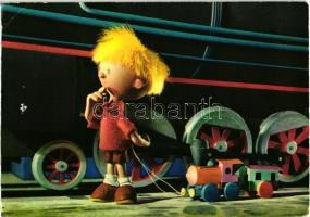 4 db MODERN, színes motívum képeslap, mesebábok, tervezte Foky Ottó, vegyes minőség / 4 modern, colo...