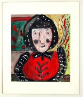 AM jelzéssel: Idős asszony portré. Tempera, papír, 43×38 cm