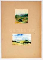 Vass jelzéssel: 2 db akvarell, papíron, 17×16 cm és 14×23 cm