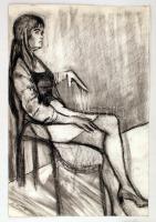 Mattioni jelzéssel: Ülő lány. Szén, papír, 53×43 cm
