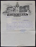 1922 Klein Géza, Fűszer festékáru és Déligyümölcs Nagykereskedés, Szabadka,  díszes, fejléces számlá...