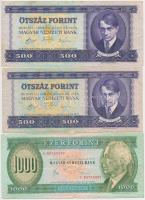 1983. november 10. 1000Ft "C" + 1990. 500Ft (2x) T:III tűlyuk