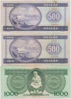 1983. november 10. 1000Ft "C" + 1990. 500Ft (2x) T:III tűlyuk