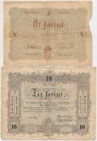 1848. 5Ft barna + 10Ft "Kossuth bankó" T:III-,IV