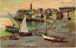 Nervi, Il Porto / port, ships, litho