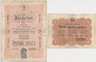 1848. 2Ft + 1849. 15kr "Kossuth bankó" T:restaurált
