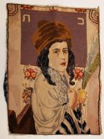 Zsidó kisfiú Szukkot ünnepén. Régi gobelin / Vintage gobelin depicting Jewish boy 40x55 cm