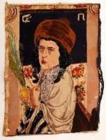 Zsidó kisfiú Szukkot ünnepén. Régi gobelin / Vintage gobelin depicting Jewish boy 40x55 cm