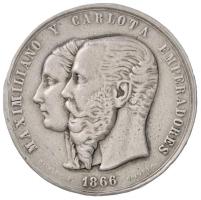 Mexikó 1866. "I. Miksa koronázására" Ag emlékérem. Szign.: Navalon D., Ocampo G. (11,19g/32,5-33mm) T:2- ph., brossnyom, peremen kis lemezhajások Mexico 1855. "Proclamation Medal of Maximilian I" Ag commemorative medallion. "MAXIMILIANO Y CARLOTA EMPREADORES 1866 / NON FECIT TALITER OMNI NATIONI". Sign.: Navalo D, Ocampo G. (11,19g/32,5-33mm) C:VF edge error, brooch mark, on the edge slight bends