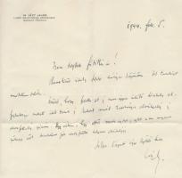 1944 Dr. Lévy Lajos, a pesti izr, hitközség kórházainak igazgató főorvosa levele. / Autograph letter of dr. Lajos Levy, primary doctor of the pest Jewish community's hospital