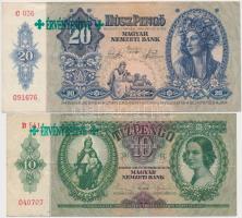 1930. 100P + 1932. 50P + 1936. 10P + 1941. 20P mindegyik hamis nyilaskeresztes "ÉRVÉNYESÍTVE" felülbélyegzéssel (fake overprint) T:III