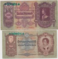 1930. 100P + 1932. 50P + 1936. 10P + 1941. 20P mindegyik hamis nyilaskeresztes "ÉRVÉNYESÍTVE&qu...