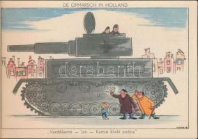 Holland második világháborús humoros grafikai képeslapfüzet 14 lappal, a német katona Werner Klemke ...