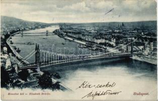 Budapest, Erzsébet híd - 3 db régi képeslap / 3 old postcards