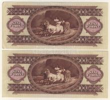 1975. 100Ft (4x) egymásutáni sorszámmal T:II+,II