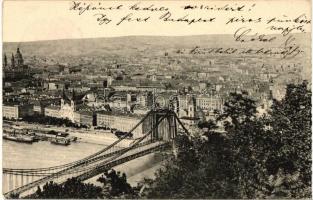 Budapest, Erzsébet híd - 2 db régi képeslap / 2 old postcards