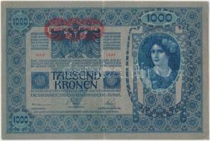 1902. 1000K hátoldalán piros "Deutschösterreich" felülbélyegzéssel, valamint valószínűleg ...