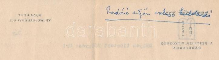 1942 Groszman Zsigmond pesti rabbi saját kézzel aláírt levele. / Autograph signed letter of Budapest...