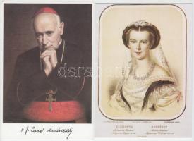 78 db MODERN motívum képeslap, uralkodók és politikusok, híres emberek, magyar folklór, néhány lap a...