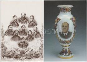 78 db MODERN motívum képeslap, uralkodók és politikusok, híres emberek, magyar folklór, néhány lap a...