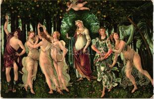 La Primavera / Erotic art postcard, litho. s: Sandro Filipepi detto Botticelli