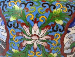 Kínai zománc díszített réz váza, m:18,5 cm