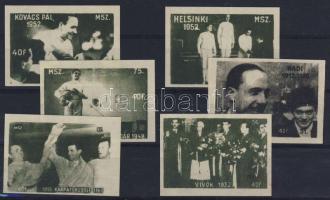 Vívók, 6db ritka gyufacimke kb. 1960