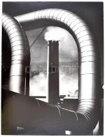 cca 1975 Gebhardt György (1910-1993): Ipartelep, feliratozott vintage fotóművészeti alkotás, kartonra kasírozva, 39x29 cm