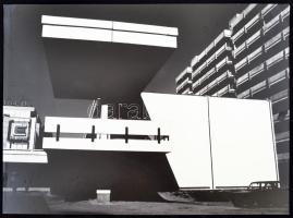 cca 1977 Gebhardt György (1910-1993): Modern architektúra, feliratozott vintage fotóművészeti alkotás, 29x39 cm